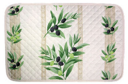 Provence quilted Placemat, non coated (olives stripes. raw)